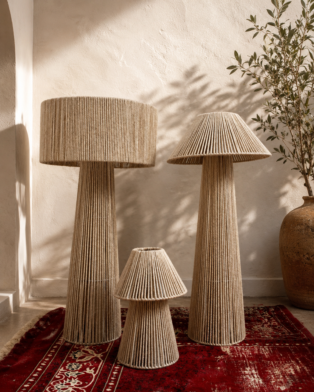 Burlap floor lamps (Set of 3)