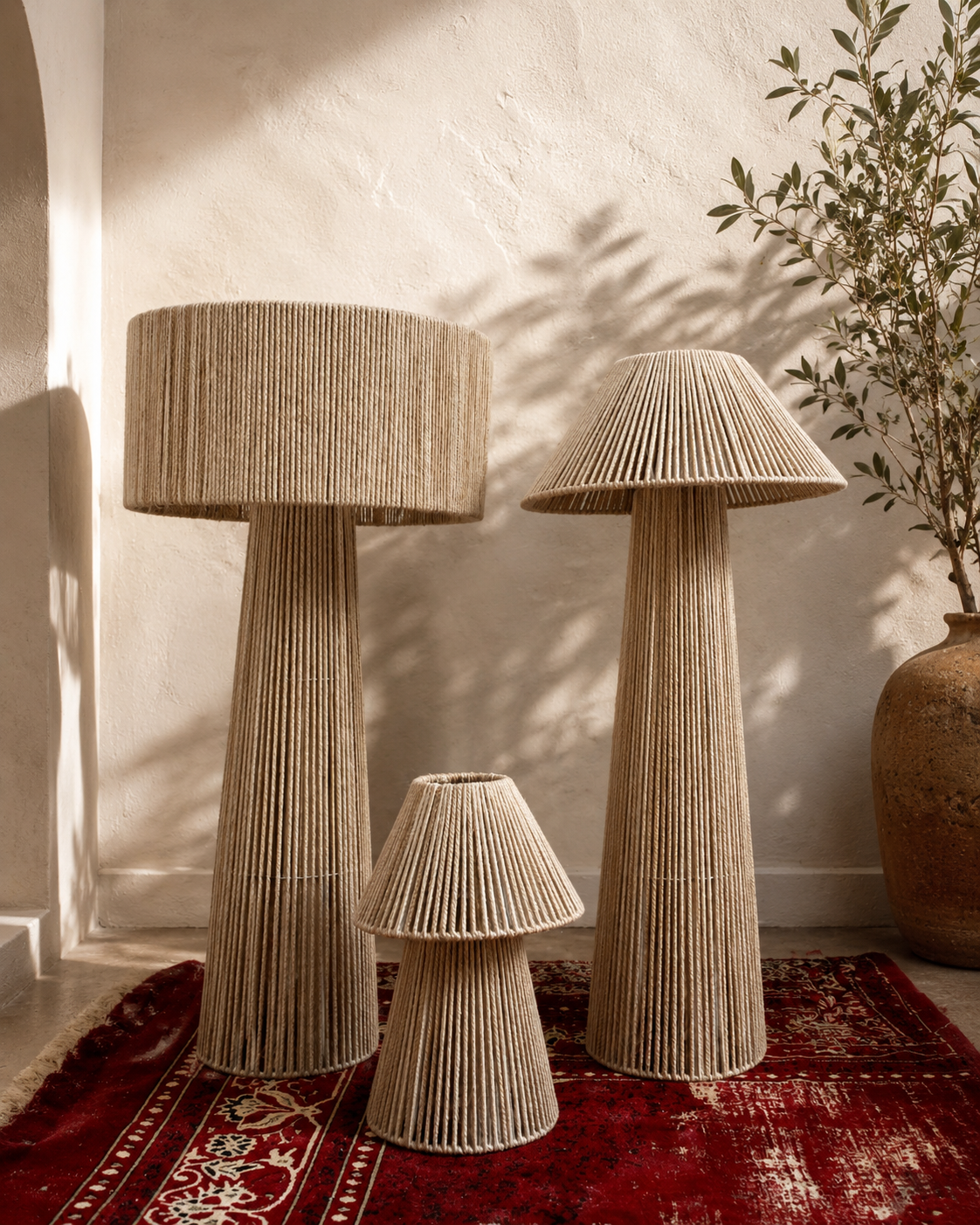 Burlap floor lamps (Set of 3)